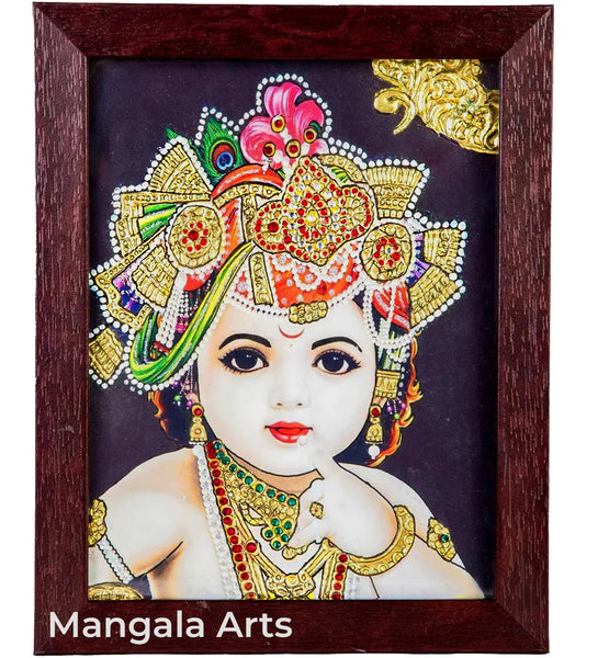 Baby Krishna Tanjore Acrylic Base Painting