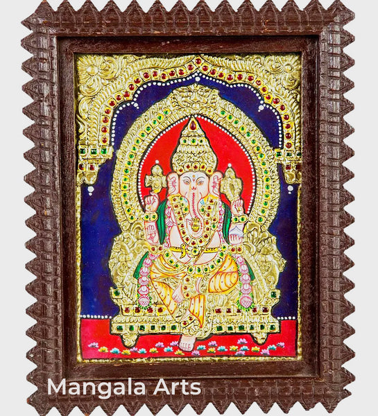 Ganesha 24 Carat Gold Foil Tanjore Painting