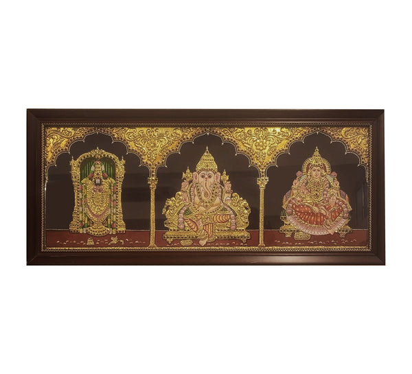 3 God Panel Tanjore Painting