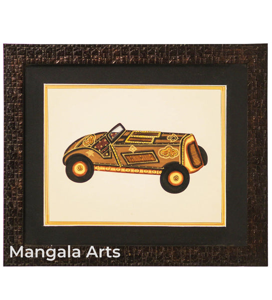Jeep Paper Gold Paint Tanjore Artwork Wall Decor