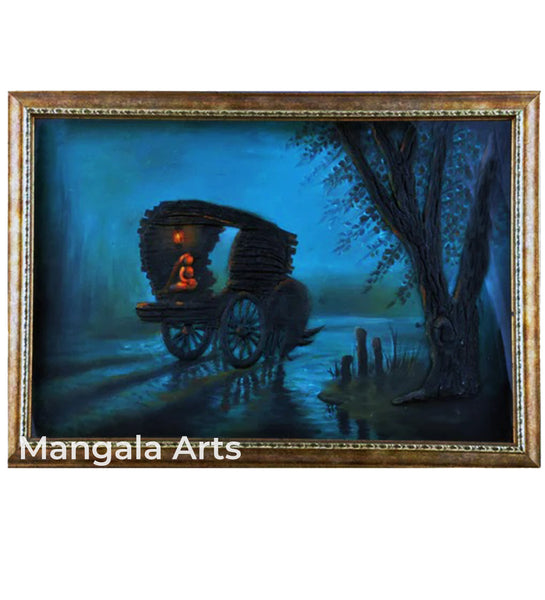 Bullock Cart Scenery M-seal Mural Artwork Wall Decor