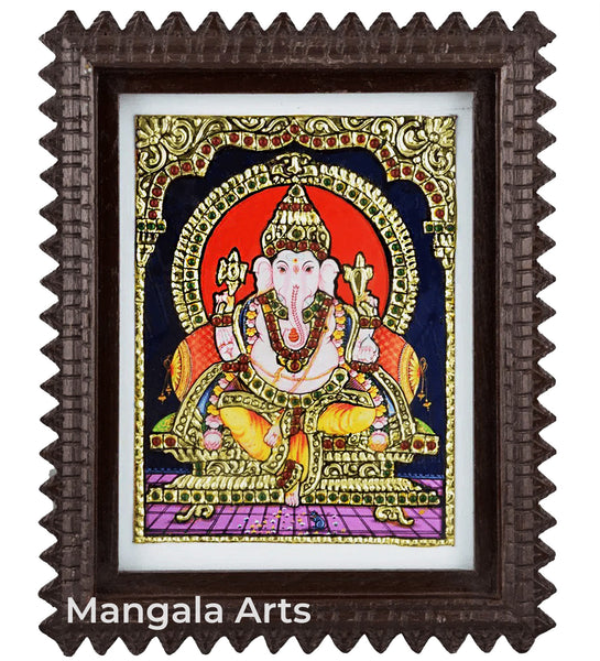 Ganesha Tanjore Acrylic Base Painting