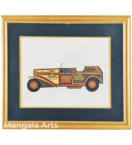Jeep Paper Gold Paint Tanjore Artwork Wall Decor
