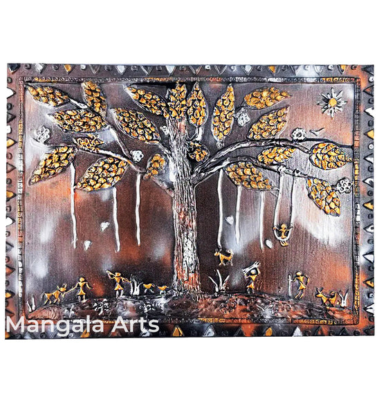 Village Scene Warli Art Wall Decor