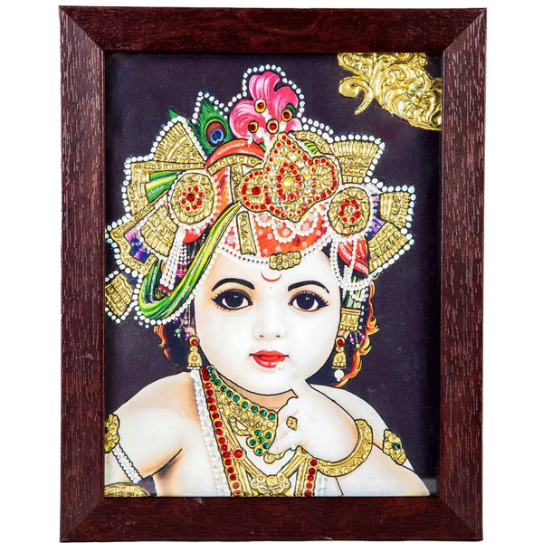 Baby Krishna Tanjore Acrylic Base Painting