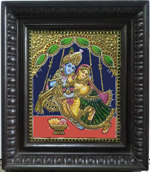 Oonjal Radha Krishna Tanjore Painting