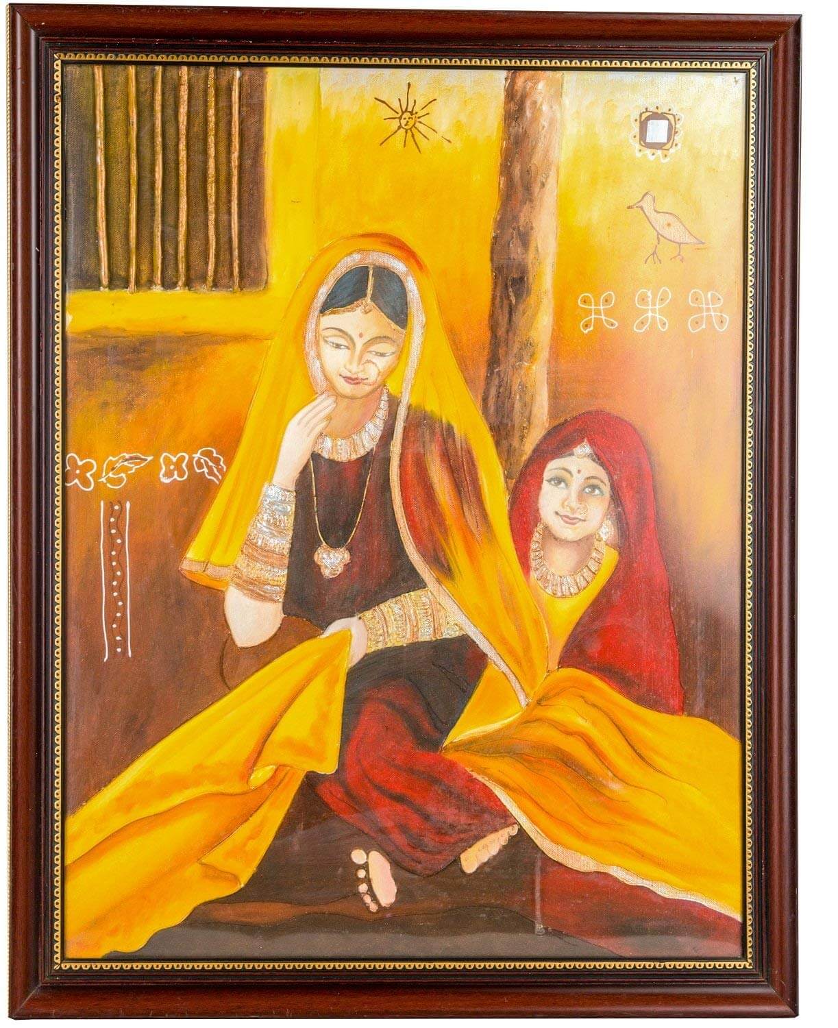 2 Ladies Wall Decor Without Glass Canvas Oil Painting