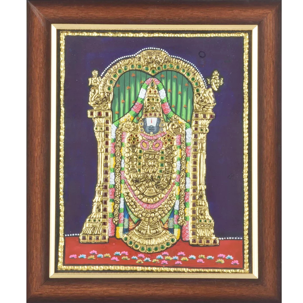 Mangala Art Balaji Indian Traditional Tamil Nadu Culture Tanjore Painting - 38x30cm (15"x12")