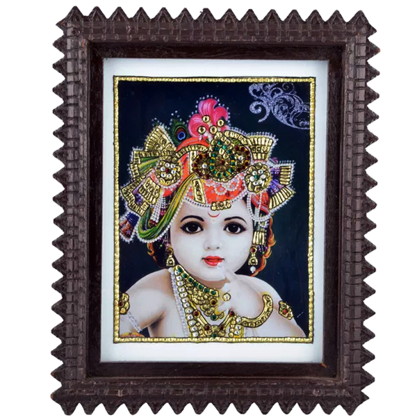 Mangala Arts Face Krishna Acrylic Base Tanjore Painting