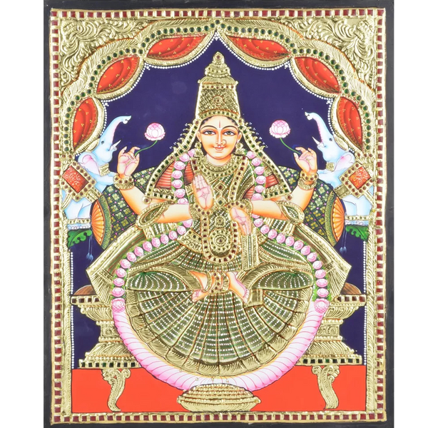 Mangala Art Lakshmi Indian Traditional Tamil Nadu Culture Tanjore Painting - 45x35cms (18"x14")