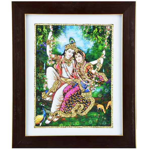 Mangala Arts Oonjal Krishna Acrylic Base Tanjore Painting