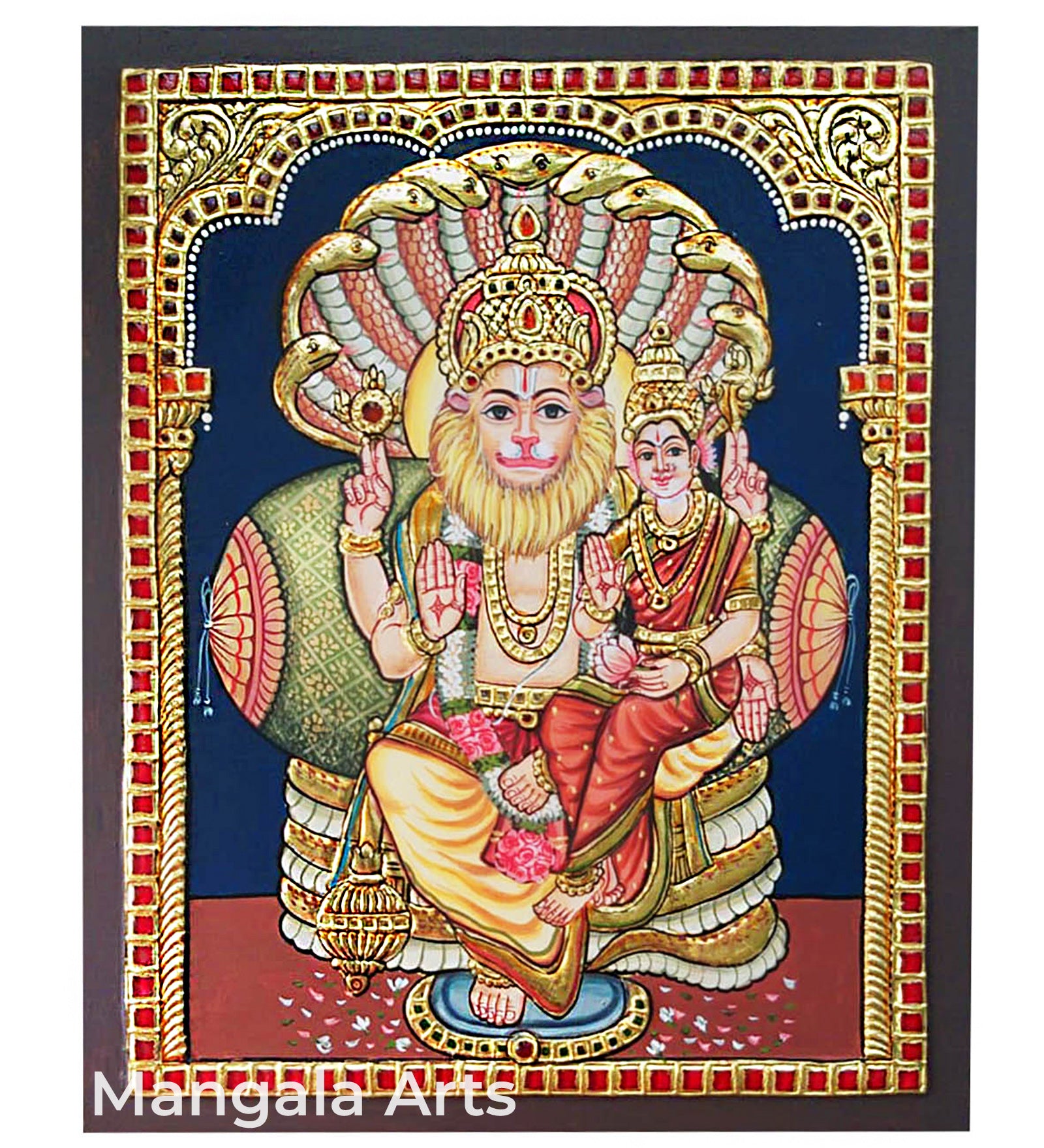 Lakshmi Narasimhar Antique Tanjore Painting | Mangala Arts