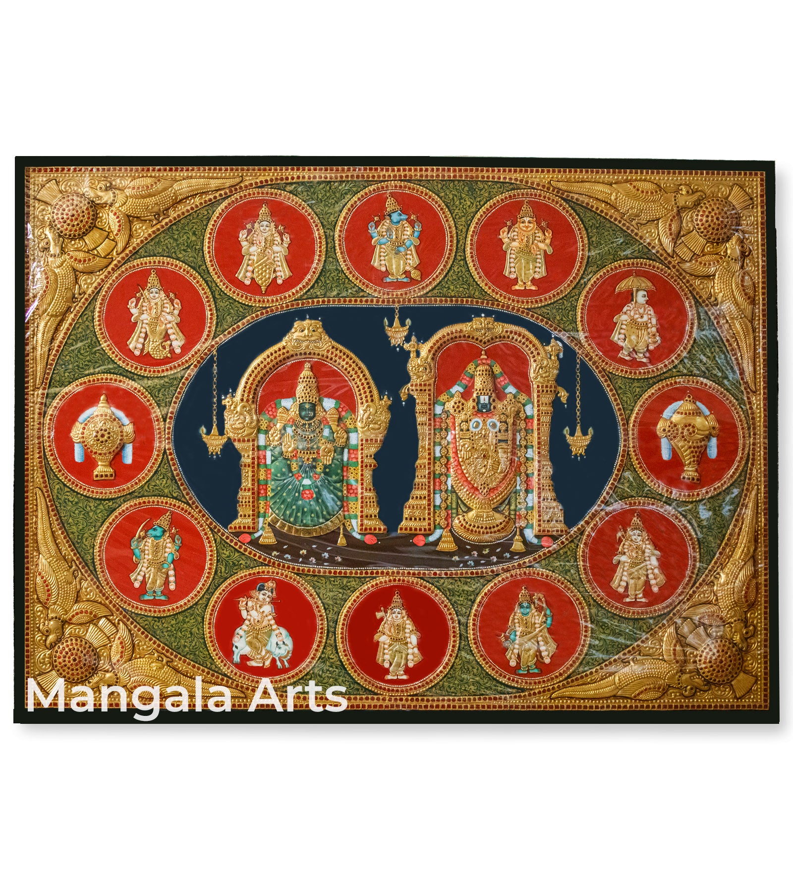 Dasavatharam Antique Semi Embossed Tanjore Painting