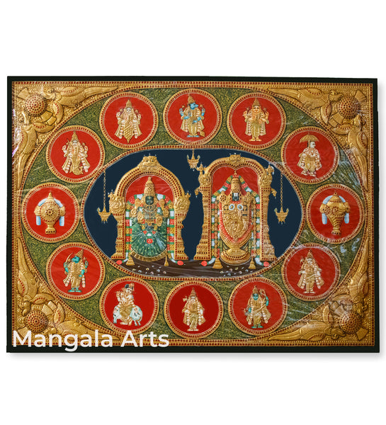 Dasavatharam Antique Semi Embossed Tanjore Painting