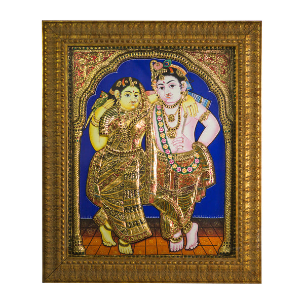 Radhakrishna Antique Super Embossed Tanjore Painting