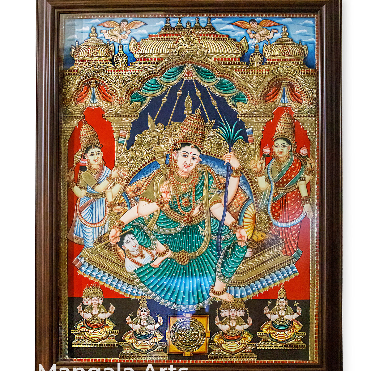 Raja Rajeswari 3D Embossed Tanjore Painting | Mangala Arts