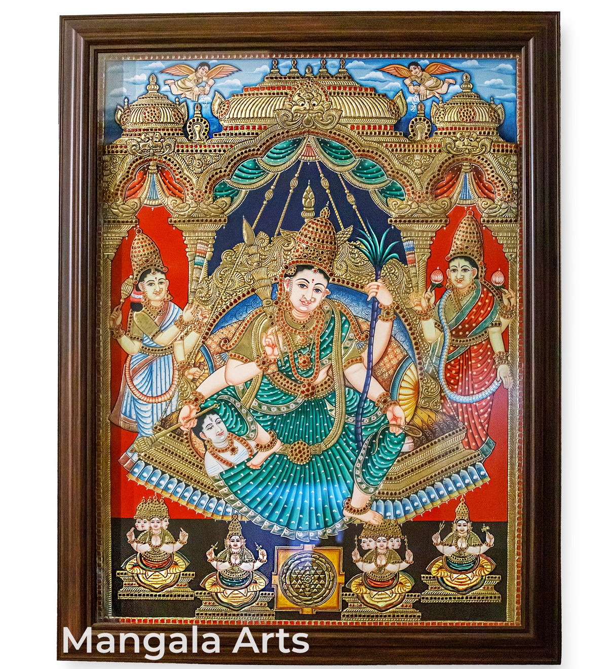 Raja Rajeswari 3D Embossed Tanjore Painting | Mangala Arts