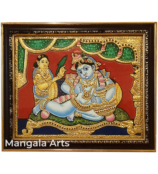 Baby Krishna Acrylic Tanjore Painting