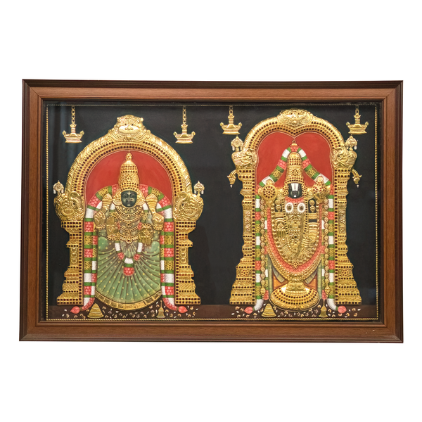 Balaji/Perumal/Venkatesh Alamelu Mangai Thayar Tanjore Painting - 36" x 24"