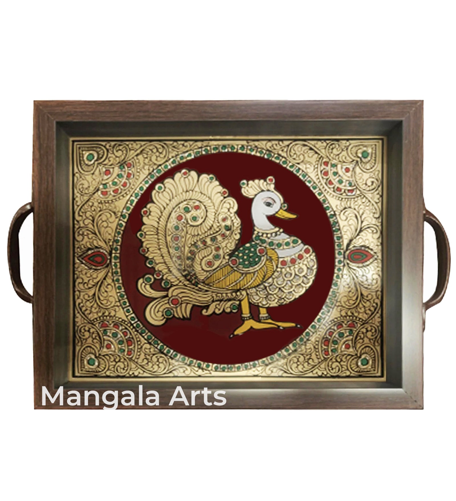 Peacock Tray Glass Painting