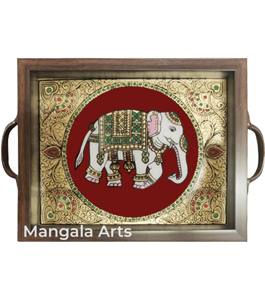 Elephant Tray Glass Painting
