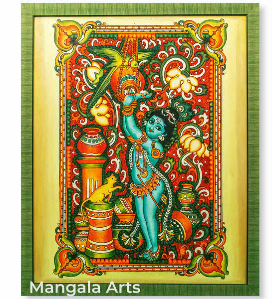 Baby Krishna Kerala Mural Tanjore Painting