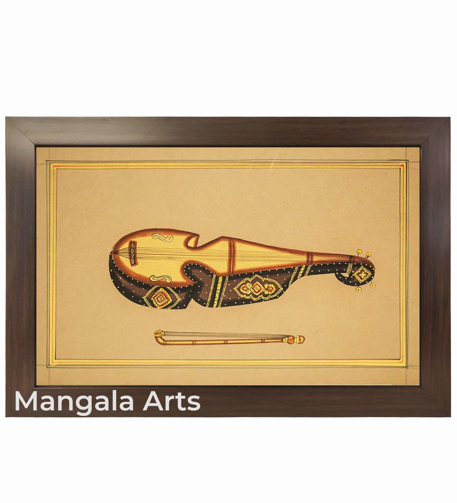 Musical Violin Paper Gold Paint Tanjore Artwork  Wall Decor