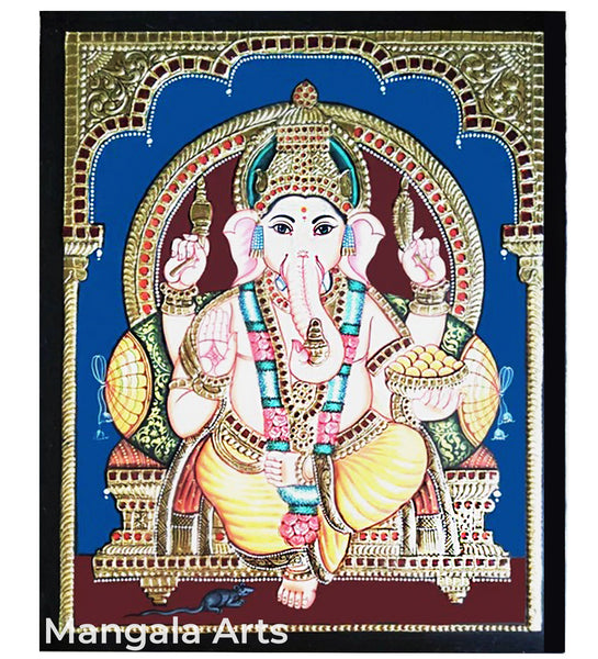 Vinayagar/Ganesh/Pillayar Antique Finish Tanjore Painting