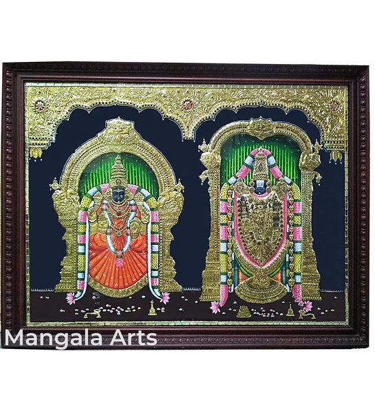 Balaji/Perumal/Venkatesh Alamelu Mangai Thayar Tanjore Painting - 48"x36"