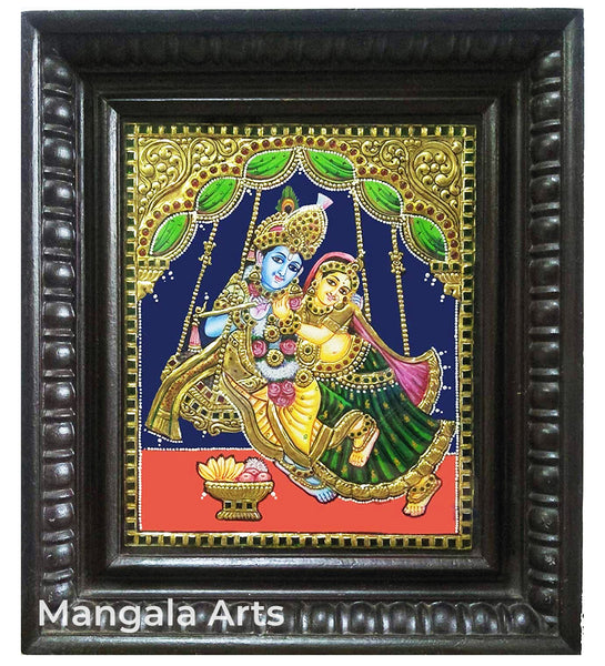 Oonjal Radha Krishna Tanjore Painting