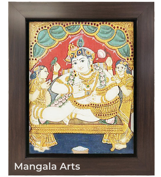 Baby Pot Butter Krishna Antique Tanjore Painting