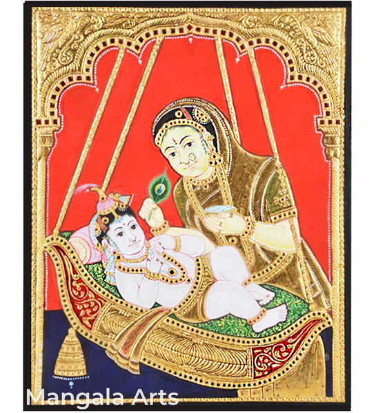 Cradle Krishna Tanjore Painting