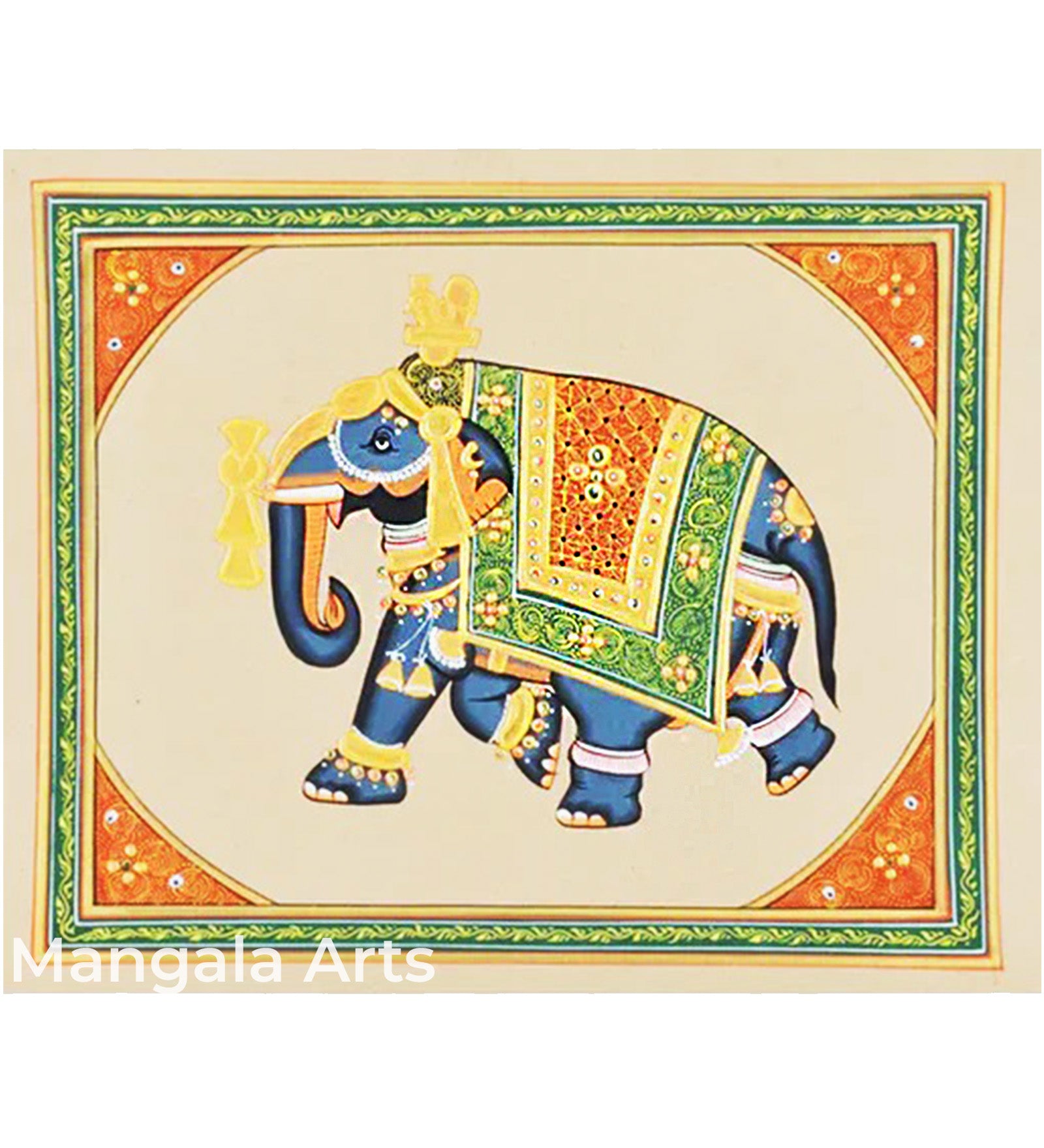 Elephant Paper Gold Paint Tanjore Painting