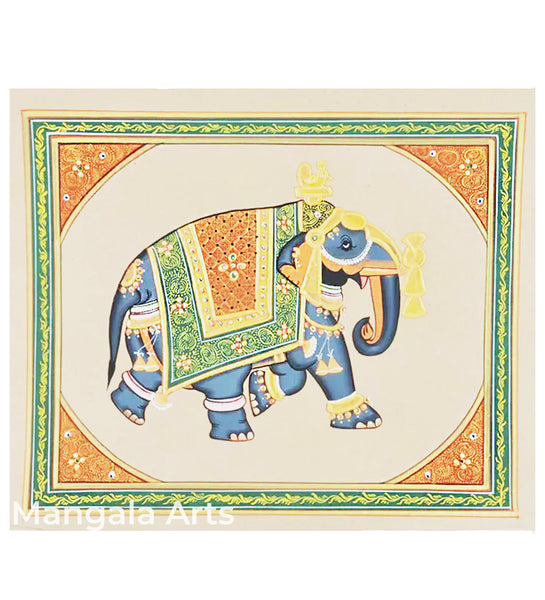 Elephant Paper Gold Paint Tanjore Painting