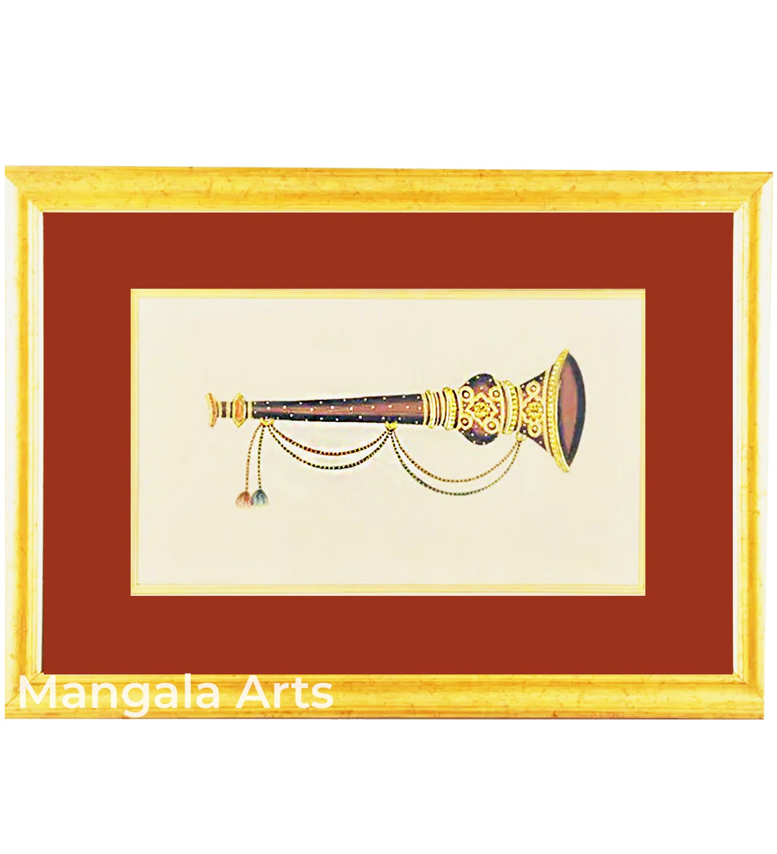 Flute Paper Gold Paint Tanjore Painting