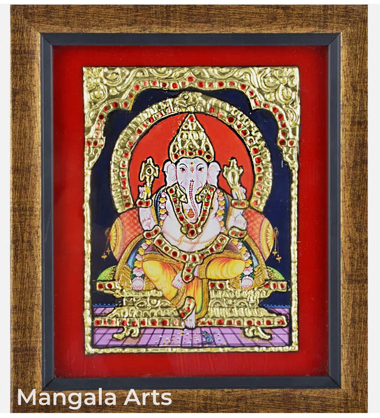 Ganesha Tanjore Painting Without Frame