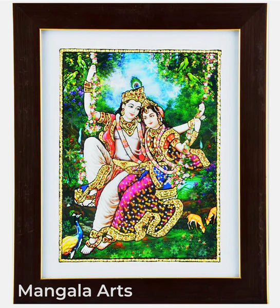 Oonjal Krishna Acrylic Base Tanjore Painting