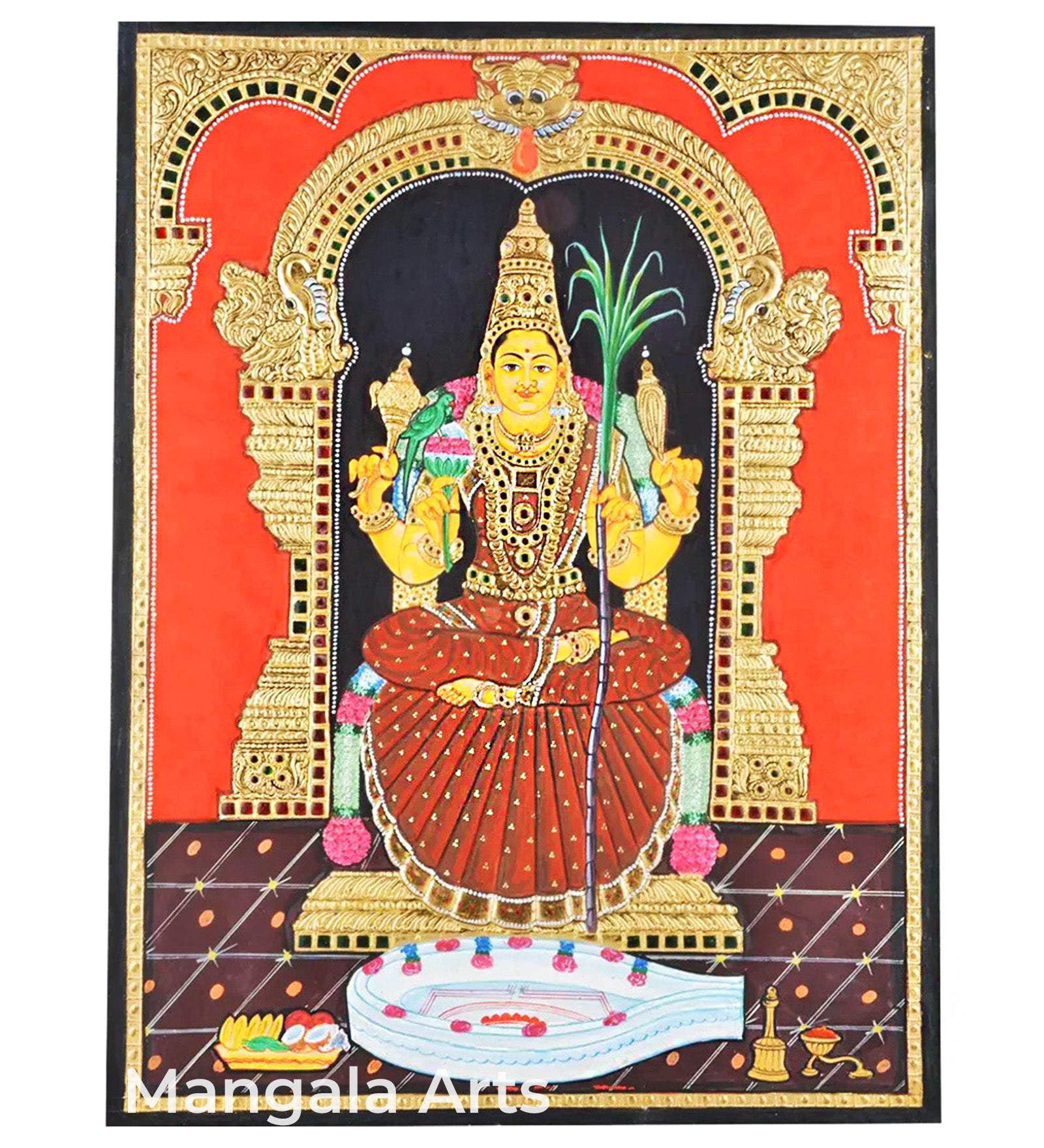 60 Raja Rajesh Raja Rajeshwari Amman Tanjore Painting | Mangala Arts