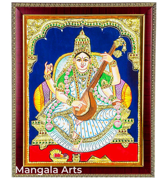 Saraswathi Gold Foil Tanjore Painting