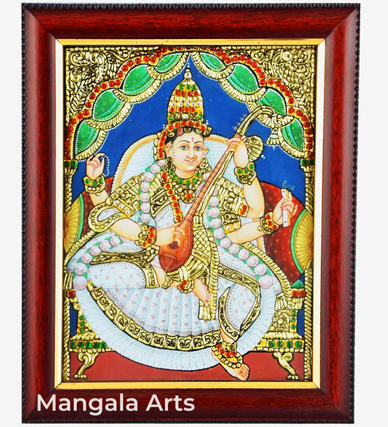 Saraswathi Acrylic Base Tanjore Painting