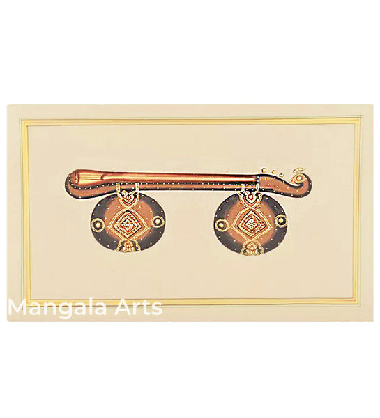 Veenai Paper Gold Paint Tanjore Artwork  Wall Decor