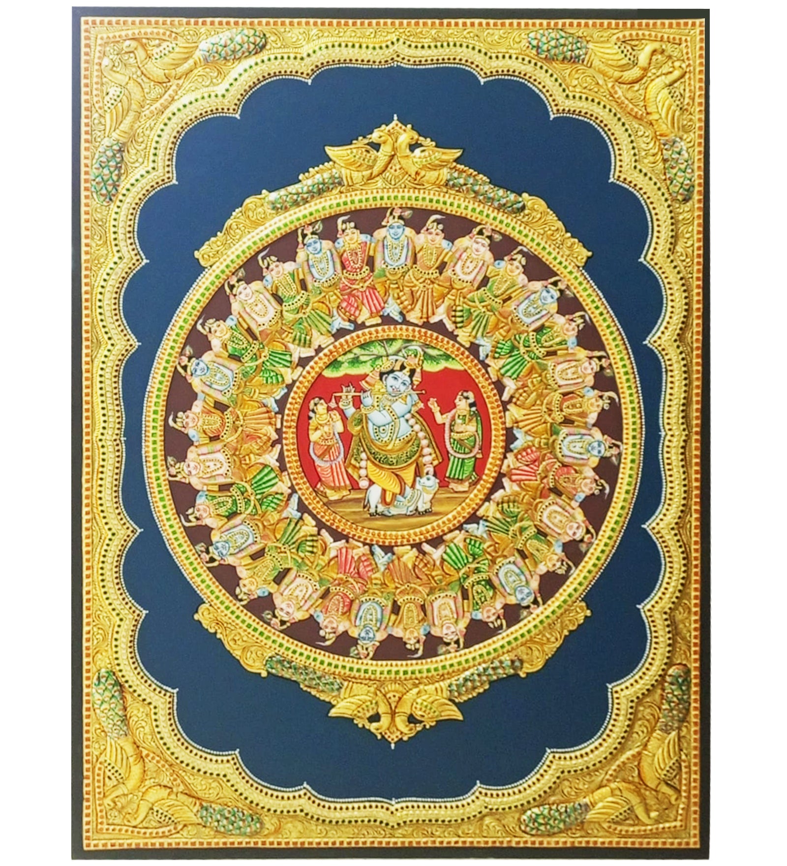 Rasaleela Antique Embossed Tanjore Painting