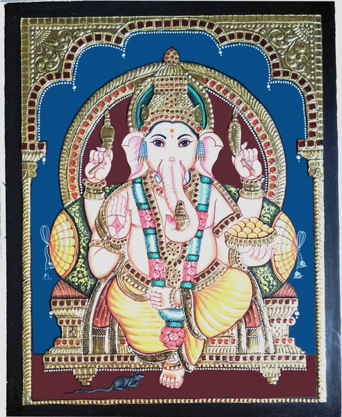 Vinayagar/Ganesh/Pillayar Antique Finish Tanjore Painting