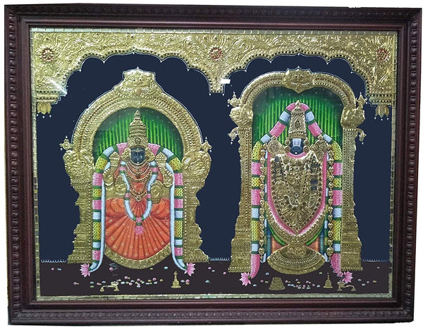 Balaji/Perumal/Venkatesh Alamelu Mangai Thayar Tanjore Painting - 48"x36"