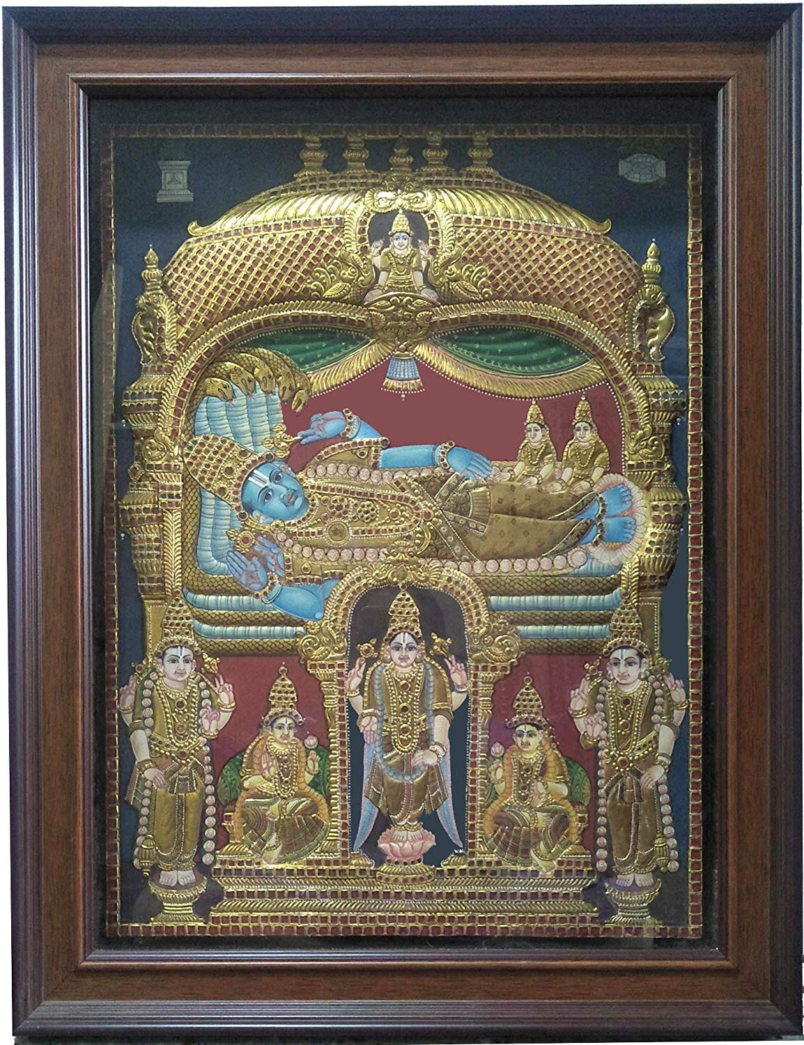 Bhadmanabha Swamigal Embossed Antique Tanjore Painting
