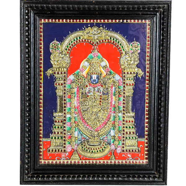 Mangala Art Balaji Indian Traditional Tamil Nadu Culture Gold Foil Tanjore Painting - 38x30cms (15"x12")