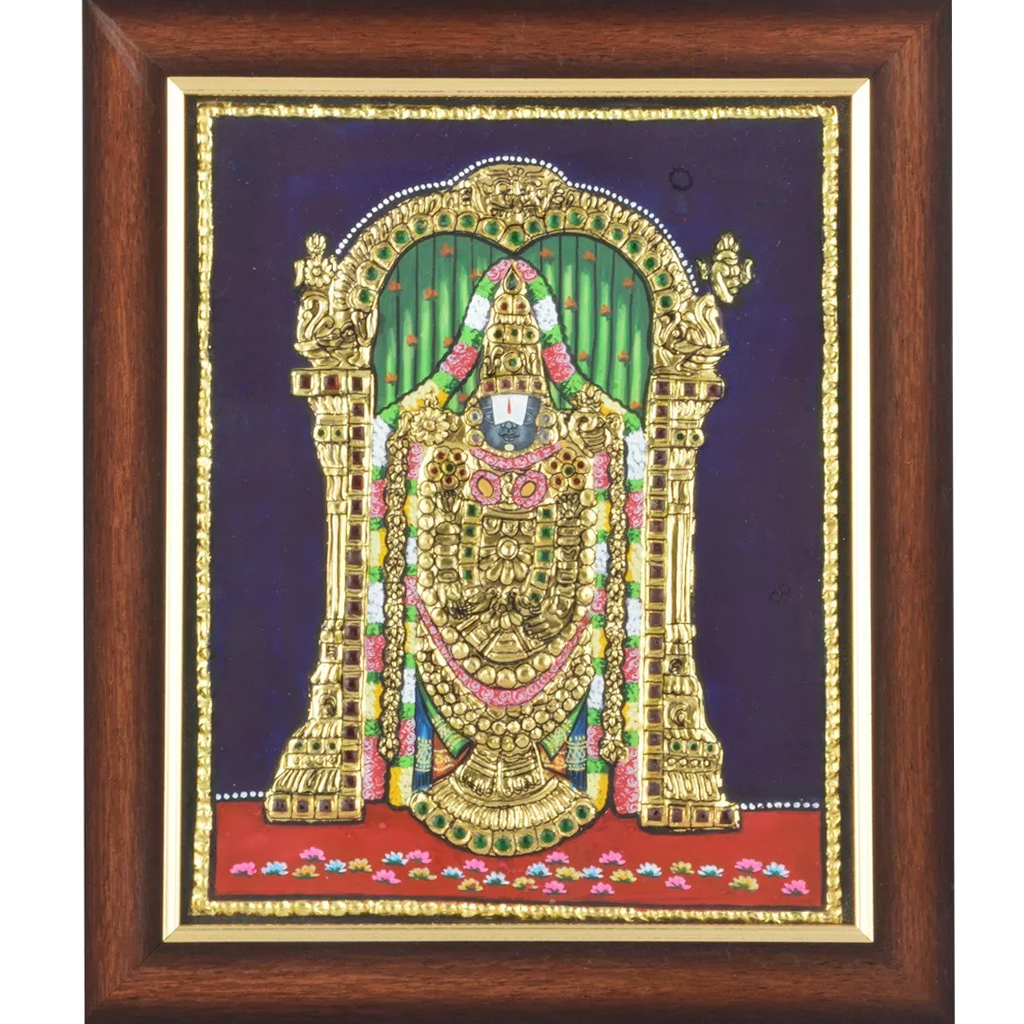Mangala Art Balaji Indian Traditional Tamil Nadu Culture Tanjore Painting - 20x25cms (8"x10")