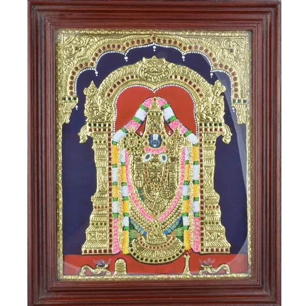 Mangala Art Balaji Indian Traditional Tamil Nadu Culture Tanjore Painting - 34x27cms (13.5"x10.5")