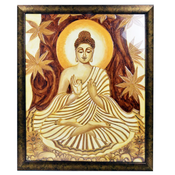 Mangala Art Buddha Coffee Powder Art Wall Decor - 68x81cms (27"x32")