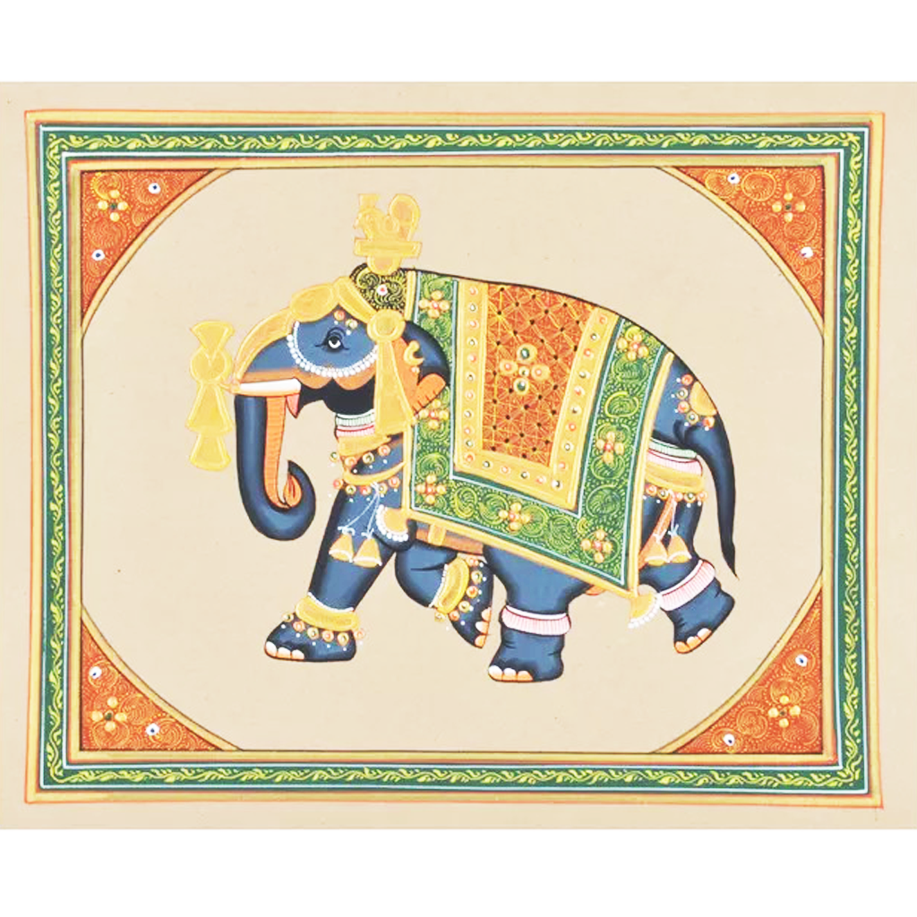 Elephant Paper Gold Paint Tanjore Painting